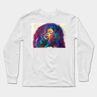 Abstract portrait of a young girl with curly hair. Long Sleeve T-Shirt